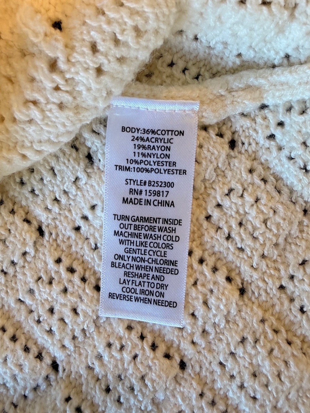 ALTAR’D STATE Cream Ruffle Front Knit Sweater Women's Medium - Picture 7 of 8